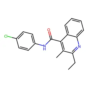 N-(4-chlorophenyl)-2-ethyl-3-methylquinoline-4-carboxamide structure