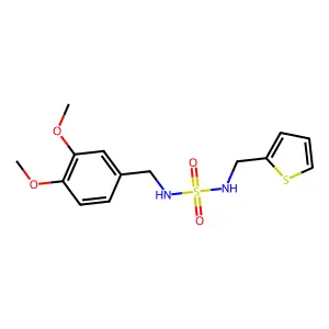 N-(3,4-dimethoxybenzyl)-N'-(2-thienylmethyl)sulfamide structure