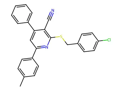 2-[(4-Chlorobenzyl)sulfanyl]-6-(4-methylphenyl)-4-phenylnicotinonitrile structure