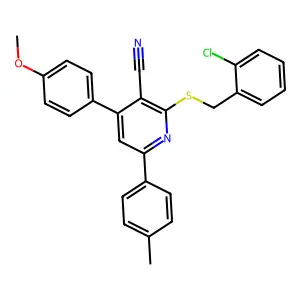 2-((2-Chlorobenzyl)thio)-4-(4-methoxyphenyl)-6-(p-tolyl)nicotinonitrile structure