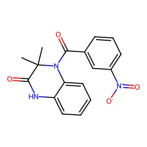 3,3-dimethyl-4-(3-nitrobenzoyl)-1H-quinoxalin-2-one structure