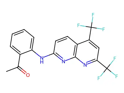 1-(2-{[5,7-Bis(trifluoromethyl)[1,8]naphthyridin-2-yl]amino}phenyl)-1-ethanone structure