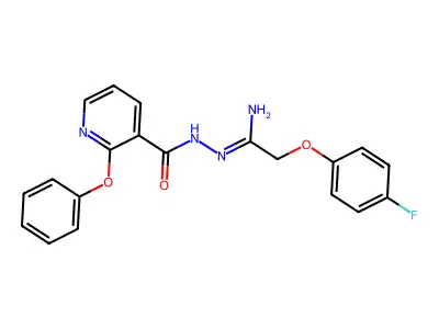 N-[[1-amino-2-(4-fluorophenoxy)ethylidene]amino]-2-phenoxypyridine-3-carboxamide structure
