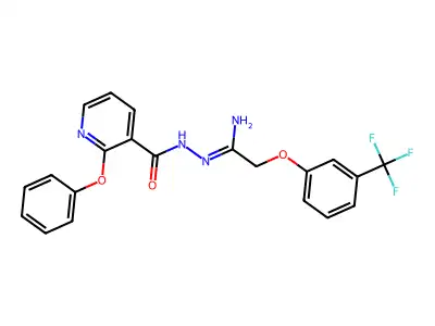 2-phenoxy-N'-{2-[3-(trifluoromethyl)phenoxy]ethanimidoyl}nicotinohydrazide structure