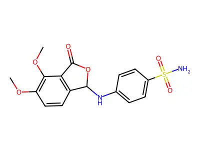 4-[(4,5-Dimethoxy-3-oxo-1,3-dihydro-2-benzofuran-1-yl)amino]benzenesulfonamide structure