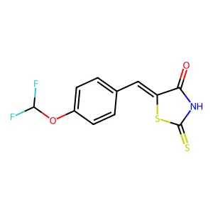 (5E)-5-[4-(difluoromethoxy)benzylidene]-2-mercapto-1,3-thiazol-4(5H)-one structure