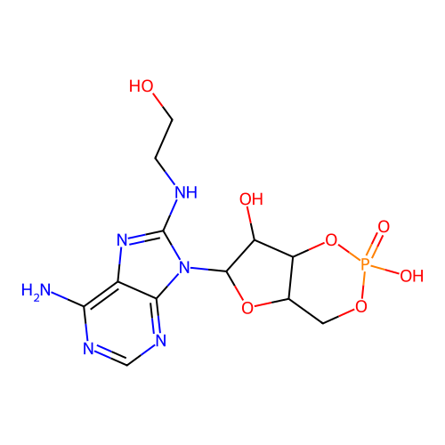 8-Hydroxyethylaminoadenosine 3',5'-monophosphate structure