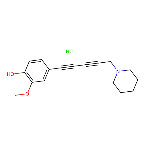 2-Methoxy-4-(5-(piperidin-1-yl)penta-1,3-diyn-1-yl)phenol hydrochloride structure