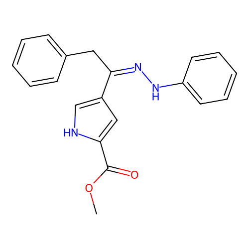 methyl 4-(N-anilino-C-benzylcarbonimidoyl)-1H-pyrrole-2-carboxylate structure