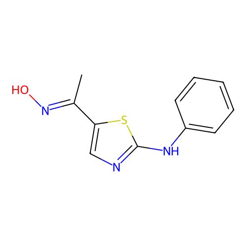 5-[1-(hydroxyimino)ethyl]-N-phenyl-1,3-thiazol-2-amine structure