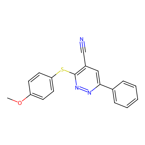 3-[(4-Methoxyphenyl)sulfanyl]-6-phenyl-4-pyridazinecarbonitrile structure