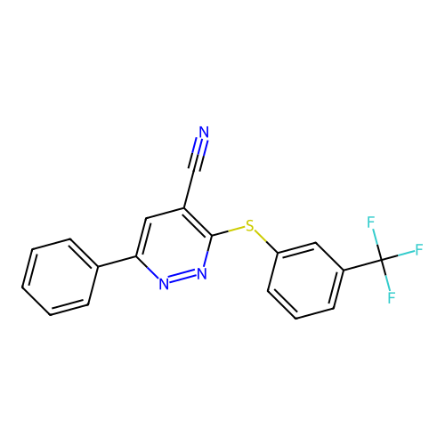 6-Phenyl-3-{[3-(trifluoromethyl)phenyl]sulfanyl}-4-pyridazinecarbonitrile structure