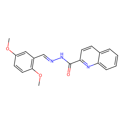 N-[(2,5-dimethoxyphenyl)methylideneamino]quinoline-2-carboxamide structure