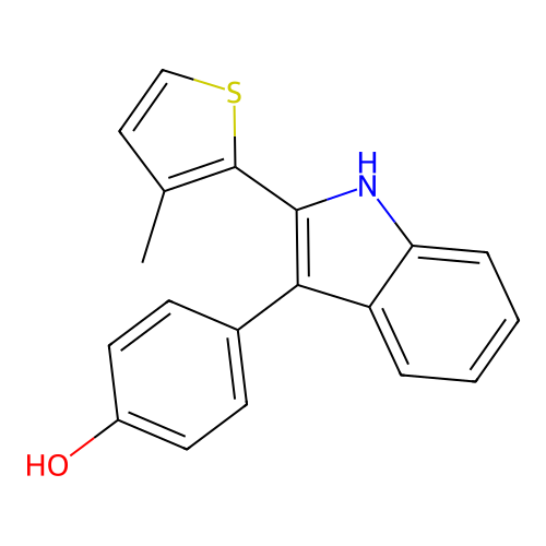 4-[2-(3-methylthiophen-2-yl)-1H-indol-3-yl]phenol structure