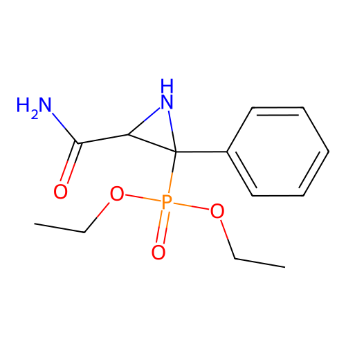 Phosphonic acid, (3-carbamoyl-2-phenyl-2-aziridinyl)-, diethyl ester structure
