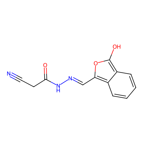 2-cyano-N'-[(3-hydroxy-2-benzofuran-1-yl)methylidene]acetohydrazide structure