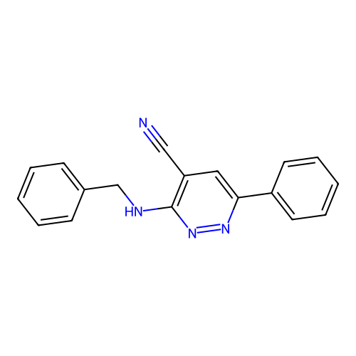 3-(Benzylamino)-6-phenylpyridazine-4-carbonitrile structure