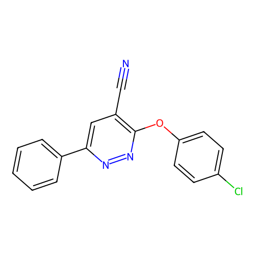 3-(4-Chlorophenoxy)-6-phenyl-4-pyridazinecarbonitrile structure