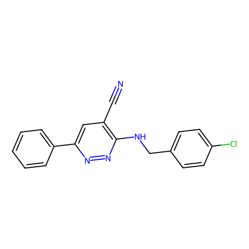 3-[(4-Chlorobenzyl)amino]-6-phenyl-4-pyridazinecarbonitrile structure