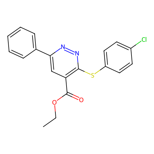 Ethyl 3-[(4-chlorophenyl)sulfanyl]-6-phenyl-4-pyridazinecarboxylate structure