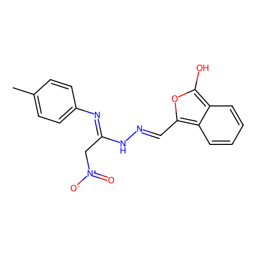N''-(4-methylphenyl)-2-nitro-N'-{[3-oxo-2-benzofuran-1(3H)-yliden]methyl}ethanimidohydrazide structure