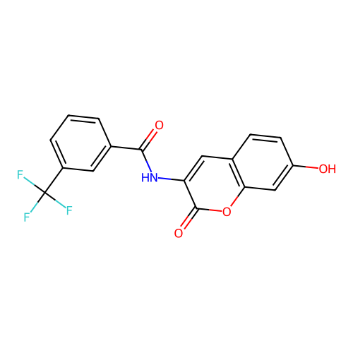 N-(7-hydroxy-2-oxochromen-3-yl)-3-(trifluoromethyl)benzamide structure