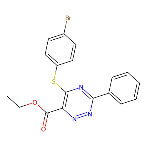 Ethyl 5-[(4-bromophenyl)sulfanyl]-3-phenyl-1,2,4-triazine-6-carboxylate structure