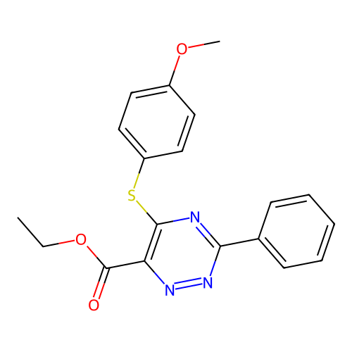 Ethyl 5-[(4-methoxyphenyl)sulfanyl]-3-phenyl-1,2,4-triazine-6-carboxylate structure