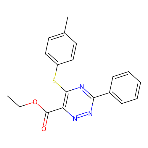 Ethyl 5-[(4-methylphenyl)sulfanyl]-3-phenyl-1,2,4-triazine-6-carboxylate structure