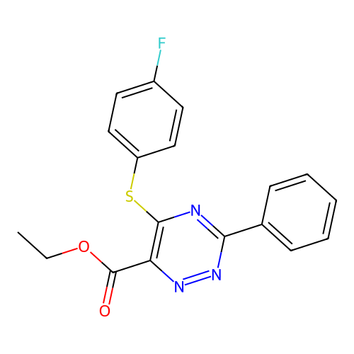 Ethyl 5-[(4-fluorophenyl)sulfanyl]-3-phenyl-1,2,4-triazine-6-carboxylate structure