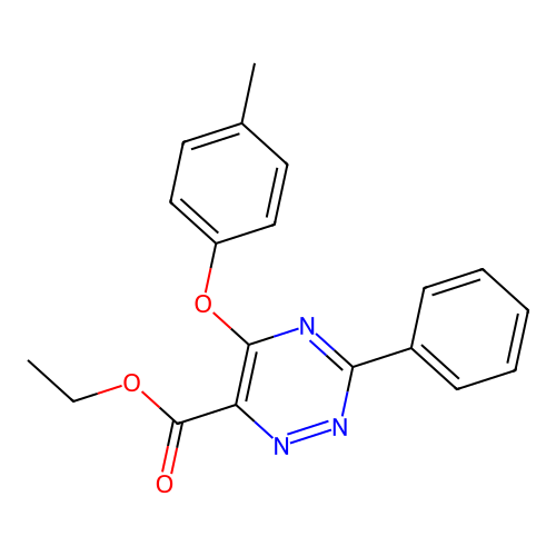 Ethyl 5-(4-methylphenoxy)-3-phenyl-1,2,4-triazine-6-carboxylate structure