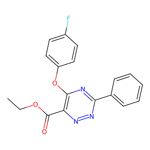 Ethyl 5-(4-fluorophenoxy)-3-phenyl-1,2,4-triazine-6-carboxylate structure