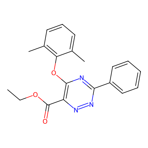 Ethyl 5-(2,6-dimethylphenoxy)-3-phenyl-1,2,4-triazine-6-carboxylate structure