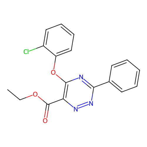 Ethyl 5-(2-chlorophenoxy)-3-phenyl-1,2,4-triazine-6-carboxylate structure
