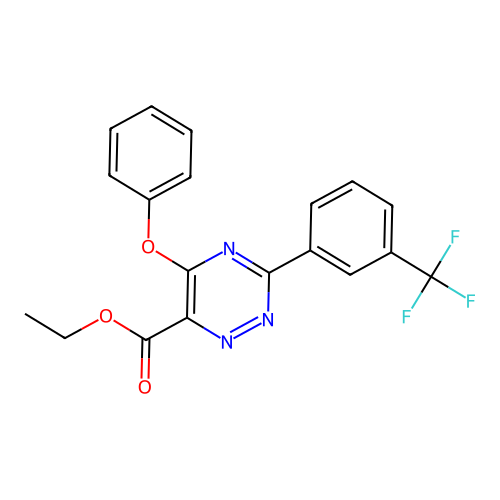 Ethyl 5-phenoxy-3-[3-(trifluoromethyl)phenyl]-1,2,4-triazine-6-carboxylate structure
