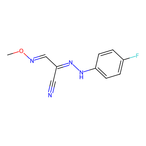 2-[2-(4-Fluorophenyl)hydrazono]-3-(methoxyimino)propanenitrile structure