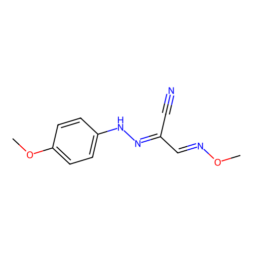N-(4-methoxyanilino)-2-methoxyiminoethanimidoyl cyanide structure