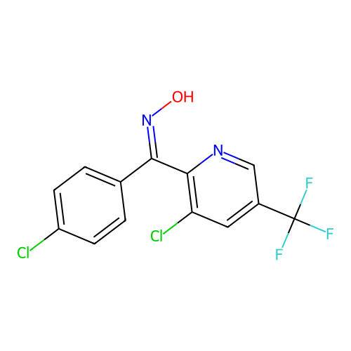 (4-chlorophenyl)[3-chloro-5-(trifluoromethyl)-2-pyridinyl]methanone oxime structure