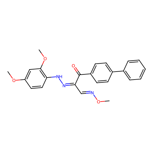2-[(2,4-dimethoxyphenyl)hydrazinylidene]-3-methoxyimino-1-(4-phenylphenyl)propan-1-one structure