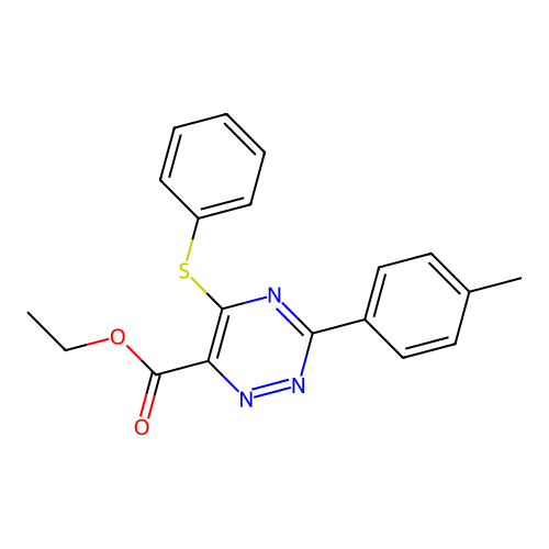 Ethyl 3-(4-methylphenyl)-5-(phenylsulfanyl)-1,2,4-triazine-6-carboxylate structure