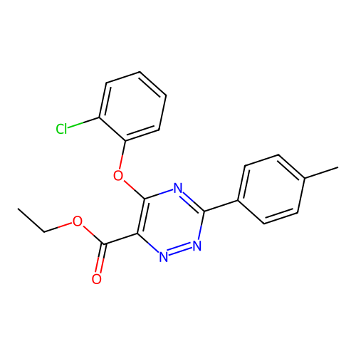 Ethyl 5-(2-chlorophenoxy)-3-(4-methylphenyl)-1,2,4-triazine-6-carboxylate structure