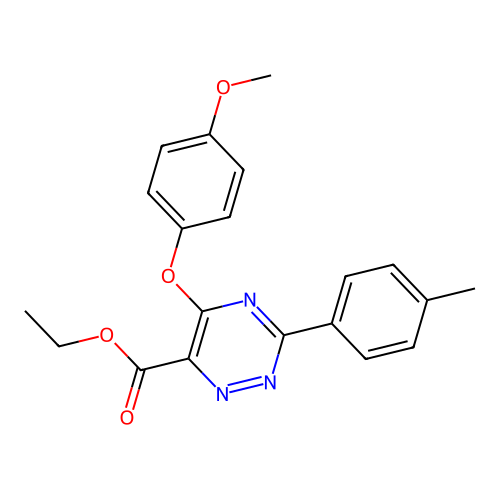 Ethyl 5-(4-methoxyphenoxy)-3-(4-methylphenyl)-1,2,4-triazine-6-carboxylate structure