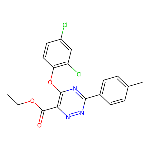Ethyl 5-(2,4-dichlorophenoxy)-3-(4-methylphenyl)-1,2,4-triazine-6-carboxylate structure