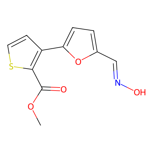 Methyl 3-{5-[(hydroxyimino)methyl]furan-2-yl}thiophene-2-carboxylate structure