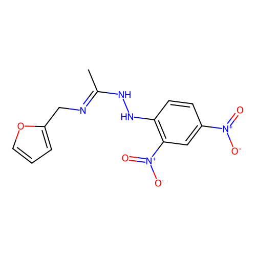 N'-{2,4-bisnitrophenyl}-N-(2-furylmethyl)ethanehydrazonamide structure