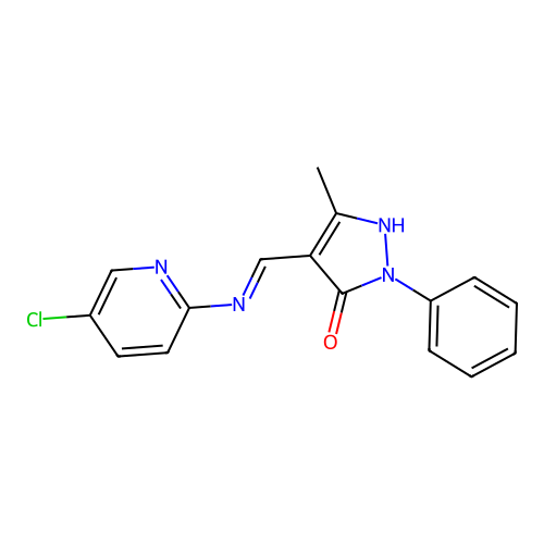 4-{[(5-chloro-2-pyridinyl)amino]methylene}-5-methyl-2-phenyl-2,4-dihydro-3H-pyrazol-3-one structure