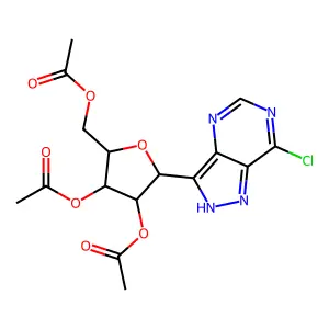 2,3,5-tri-o-acetyl-1,4-anhydro-1-(7-chloro-2h-pyrazolo[4,3-d]pyrimidin-3-yl)pentitol structure