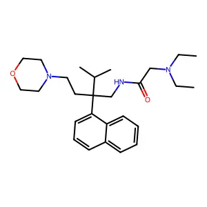 2-(diethylamino)-N-[3-methyl-2-(2-morpholin-4-ylethyl)-2-naphthalen-1-ylbutyl]acetamide structure