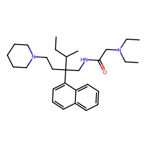 2-(diethylamino)-N-[3-methyl-2-naphthalen-1-yl-2-(2-piperidin-1-ylethyl)pentyl]acetamide structure