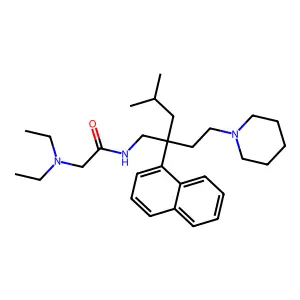 2-(diethylamino)-N-[4-methyl-2-naphthalen-1-yl-2-(2-piperidin-1-ylethyl)pentyl]acetamide structure